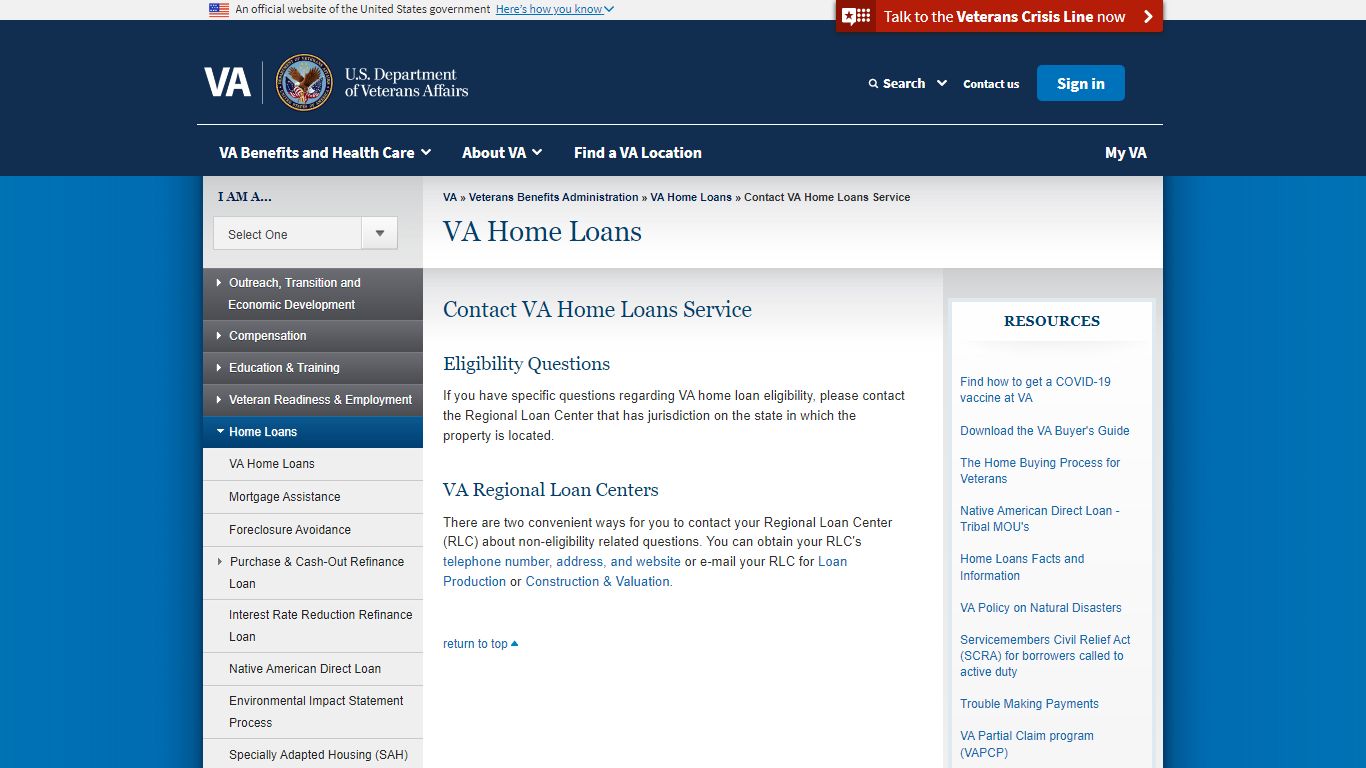 Contact VA Home Loans Service - VA Home Loans - Veterans Affairs